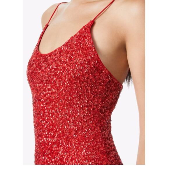 New Alice + Olivia Nelle Red Sequin Micro Mini Dress - Picture 5 of 12